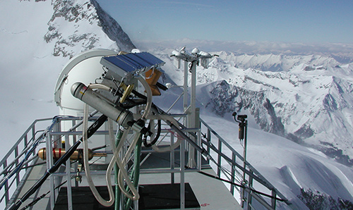 A research facility atop a snowy mountain